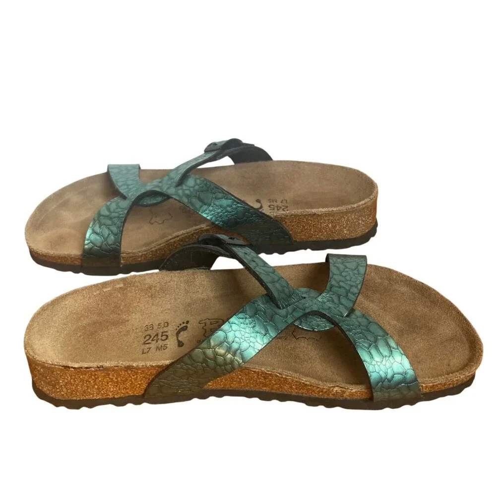 Birkenstock Birkis Sylt Birko Flor Turquoise Sandals Womens 7 US Comfort